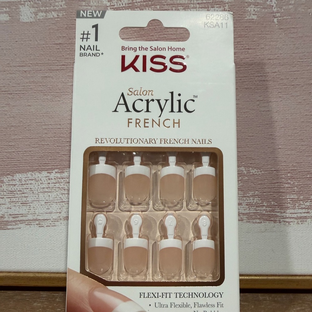 Kiss Acrylic French Nails - Elegant White and Nude length short
